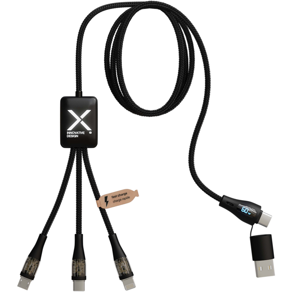 Logo trade promotional gifts image of: SCX.design C51 60W 5-in-1 rPET fast charging cable with display