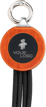 Logo trade corporate gifts picture of: 4-in-1 cable with elighted logo in a wooden casing