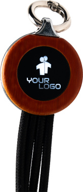 Logotrade corporate gift picture of: 4-in-1 cable with elighted logo in a wooden casing