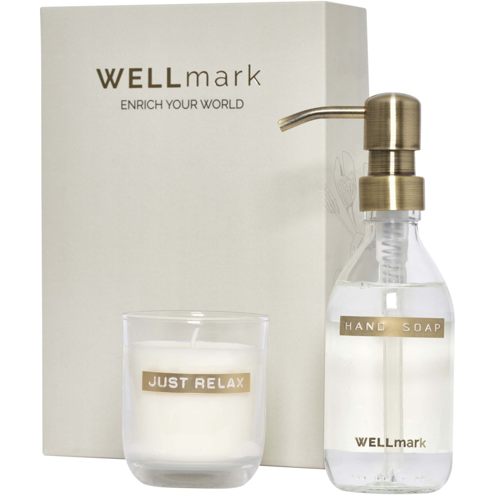 Logo trade promotional items picture of: Wellmark Discovery 250 ml hand soap dispenser and 150 g scented candle set