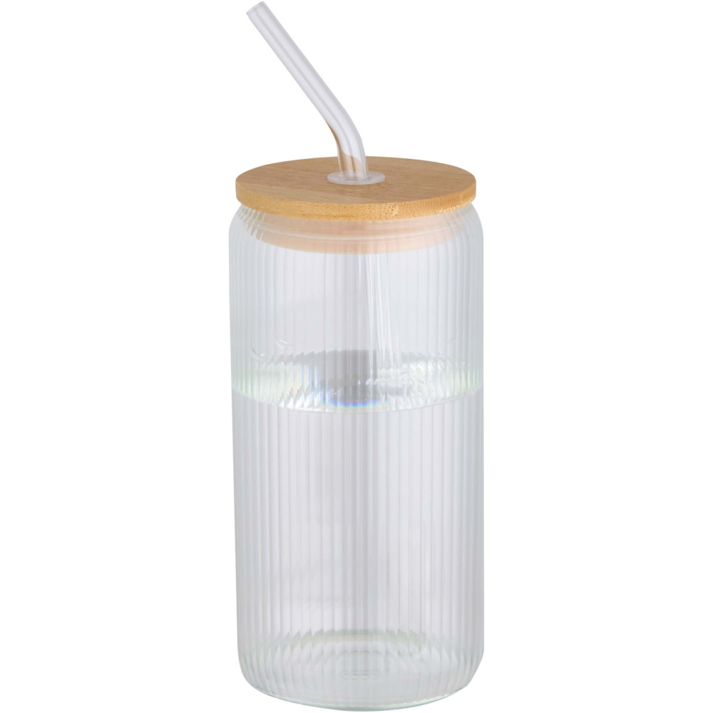 Logo trade promotional gifts image of: Mirage 500 ml single-walled borosilicate glass jar with bamboo lid
