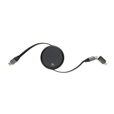 Logo trade promotional giveaway photo of: Terra RCS recycled aluminium retractable 240W 2-in-1 cable