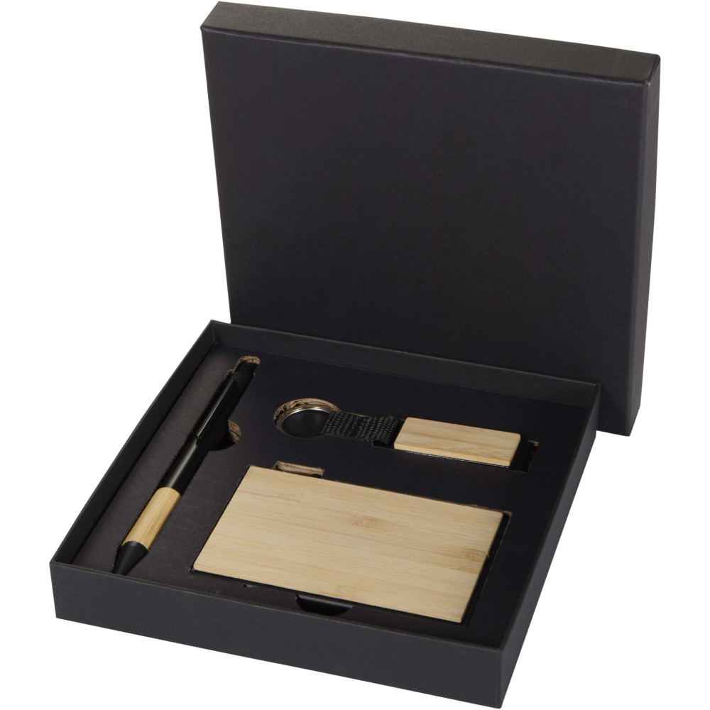 Logotrade promotional merchandise image of: Minka RCS recycled aluminium ballpoint pen, keychain and RFID card holder gift set