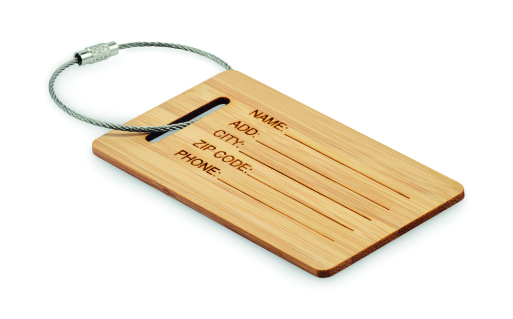 Logo trade promotional merchandise photo of: Bamboo luggage tag