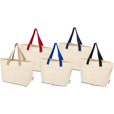 Logo trade promotional products image of: Sierra 140 g/m² GRS recycled foldable cotton tote bag 7L