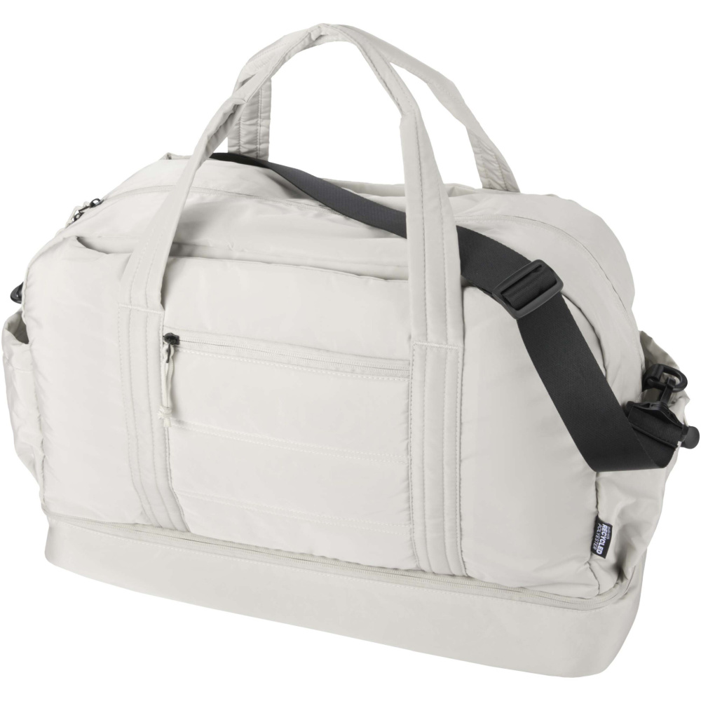 Logo trade promotional item photo of: Puffer GRS recycled duffel bag with insulated bottom 30L