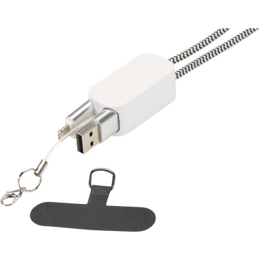 Logo trade promotional items image of: Anser recycled plastic smartphone lanyard with 27W 5-in-1 built-in cable