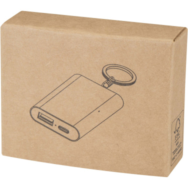 Logo trade promotional giveaways image of: Arcturus 2000 mAh recycled aluminium power bank with keychain