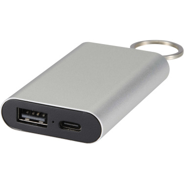 Logo trade promotional product photo of: Arcturus 2000 mAh recycled aluminium power bank with keychain