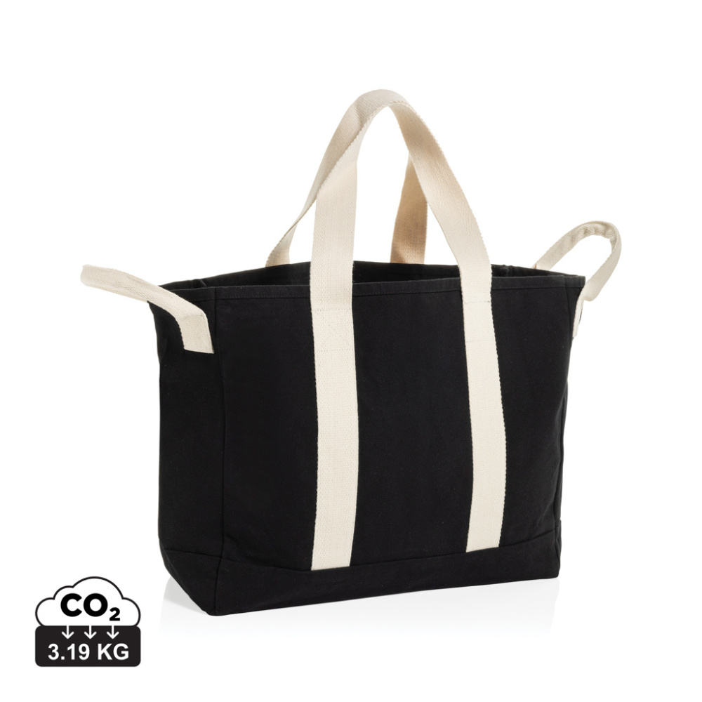 Logotrade promotional products photo of: BEAU AWARE™ Beach bag 400gsm recycled canvas, with side hand