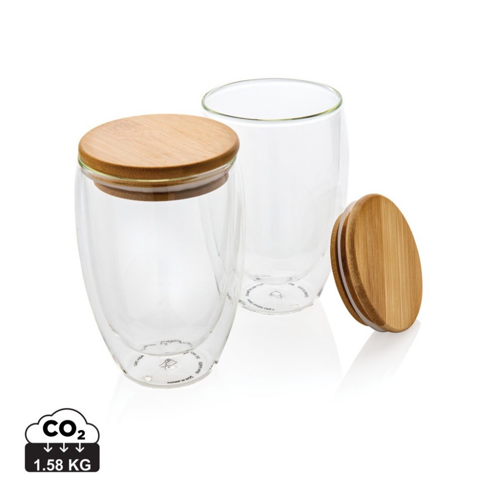 Logotrade firmakingi foto: Klaaside komplekt bambusest kaanega 350 ml