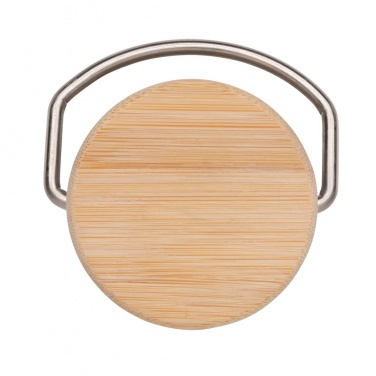 Logo trade reklaamkingituse pilt: Moodne roostevabast terasest pudel bambusest kaanega