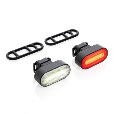 Logotrade reklaamkingituse foto: Lumino RCS taaskasutatud plastikust USB-taaslaetav rattatulede komplekt