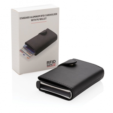 Logo trade ärikingi pilt: Standardne alumiiniumist RFID kaardihoidja PU rahakotiga