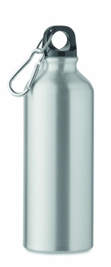 Logotrade reklaamkingituse foto: Taaskasutatud alumiiniumist valmistatud ühekordse seinaga joogipudel 500 ml karabiiniga