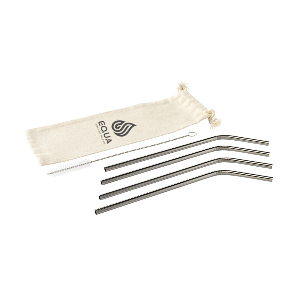 Logotrade meene foto: ECO RVS 4-osaline ECO Straw roostevabast terasest kõrred