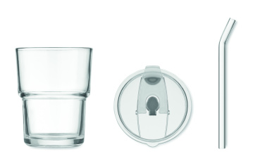Logo trade firmakingi pilt: SIP klaasist joogitops kõrrega 400ml