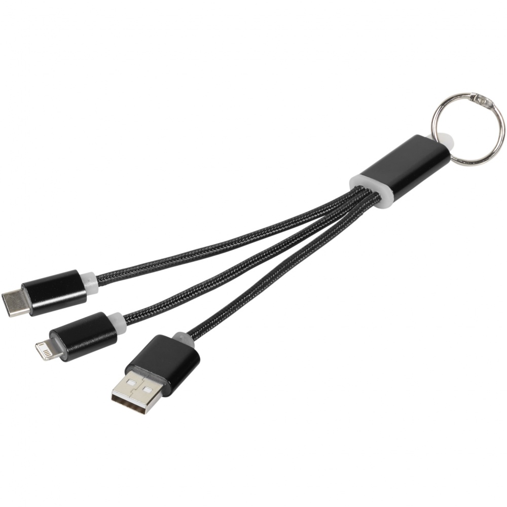 Logo trade mainoslahja kuva: Metal 3-in-1 -latauskaapeli avainketjulla
