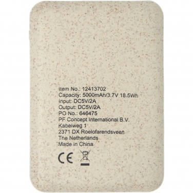 Logotrade mainostuotet kuva: Asama-varavirtalähde, 5 000 mAh, vehnänolkea