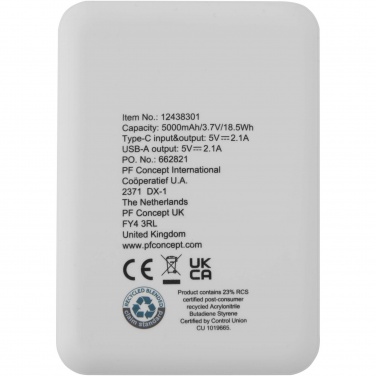 Logotrade liikelahja mainoslahja kuva: Asama 5 000 mAh:n Type-C-varavirtalähde kierrätetystä muovista