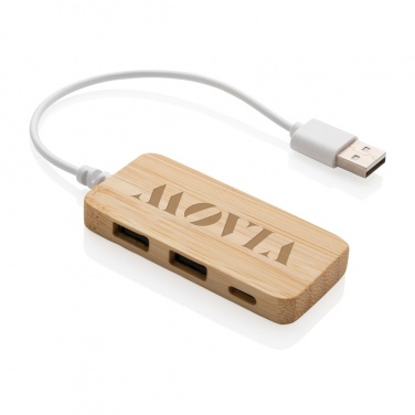 Logo trade liikelahjat tuotekuva: Bambuinen USB tyypin C hub