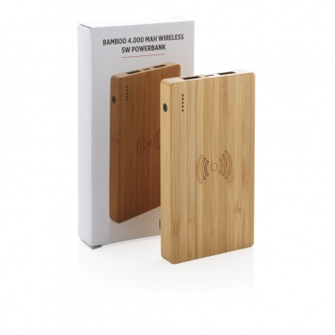 Logotrade mainoslahjat ja liikelahjat tuotekuva: Bamboo 4000 mAh:n langaton 5W varavirtalähde