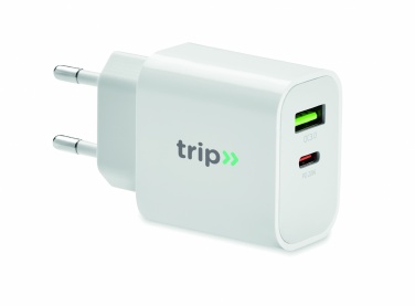 Logotrade mainoslahjat ja liikelahjat tuotekuva: USB-laturi EU-pistokeella