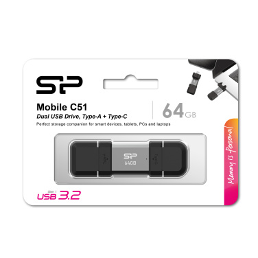Logotrade mainostuote tuotekuva: Pendrive Silicon Power Mobile - C51 3.2, 64 Gt