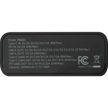 Logotrade liikelahja mainoslahja kuva: Virtapankki 20 000 mAh MARABELLA MoLu