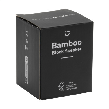 Logotrade liikelahja mainoslahja kuva: Bamboo Block -kaiutin langattomalla laturilla