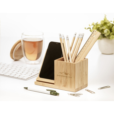 Logotrade liikelahja mainoslahja kuva: Bamboo Boss 15W laturi/kynäpidike