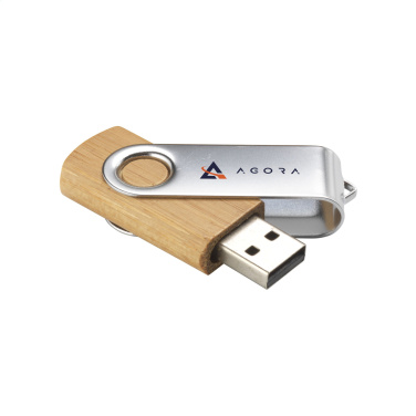 Logo trade mainoslahjat ja liikelahjat kuva: USB Twist Bamboo 64GB