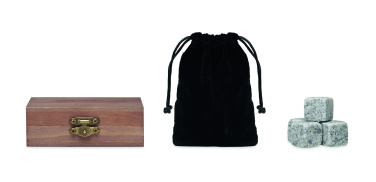 Logo trade mainostuote kuva: 9 kivijääkuutiota laatikossa