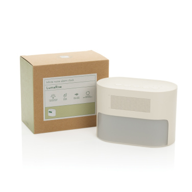 Logo trade mainoslahjat ja liikelahjat kuva: LumaRise RCS -herätyskello, valkoinen kohina, kierrätysmuovi
