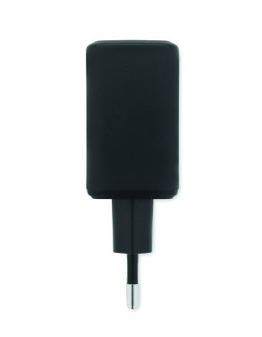 Logo trade mainoslahja kuva: EU:n 2-napainen adapter/laturi