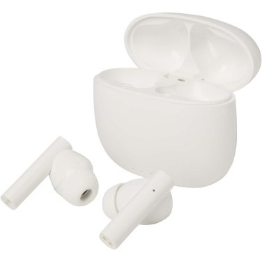 Logotrade dovana nuotrauka: „Alterf“ perdirbto plastiko „True Wireless Bluetooth®“ ausinės su silikoniniais ausų antgaliais