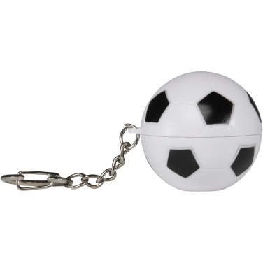 Logotrade reklaminiai produktai nuotrauka: Rami futbolo kamuolio formos vanilinis lūpų balzamas su SPF 15 ir raktų pakabuku