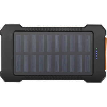 Logotrade logo dāvanas foto: Altair 5000 mAh 10 W pārstrādātas plastmasas izturīga saules enerģijas pārnēsājamā baterija ar iebūvētu lukturīti