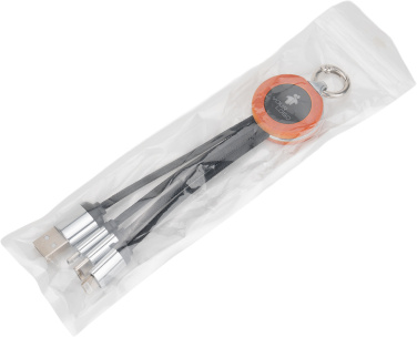 Logotrade ziemassvētku dāvanas foto: 4-in-1 kabelis ar izgaismotu logotipu koka korpusā