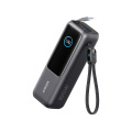 Anker Power Bank 25.000 mAh 165W, iebūvēts izvelkams kabelis, pelēks