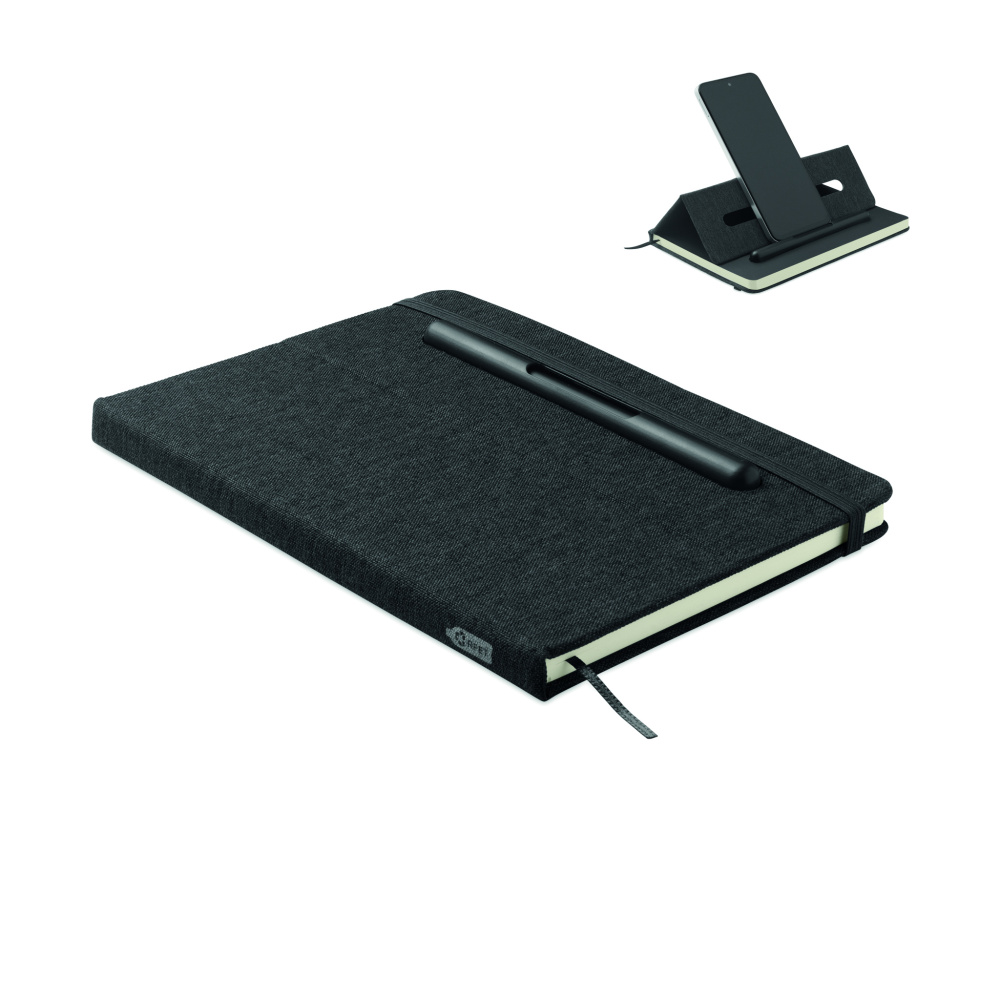 Лого трейд pекламные cувениры фото: A5 notebook with phone holder