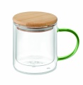 Mugg i borosilikat dubbelvägg, Transparent grön