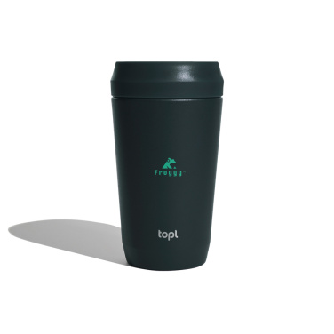 Logotrade profilprodukter bild: Topl To Go-glas i återvunnet stål Patenterat 360-lock 354 ml