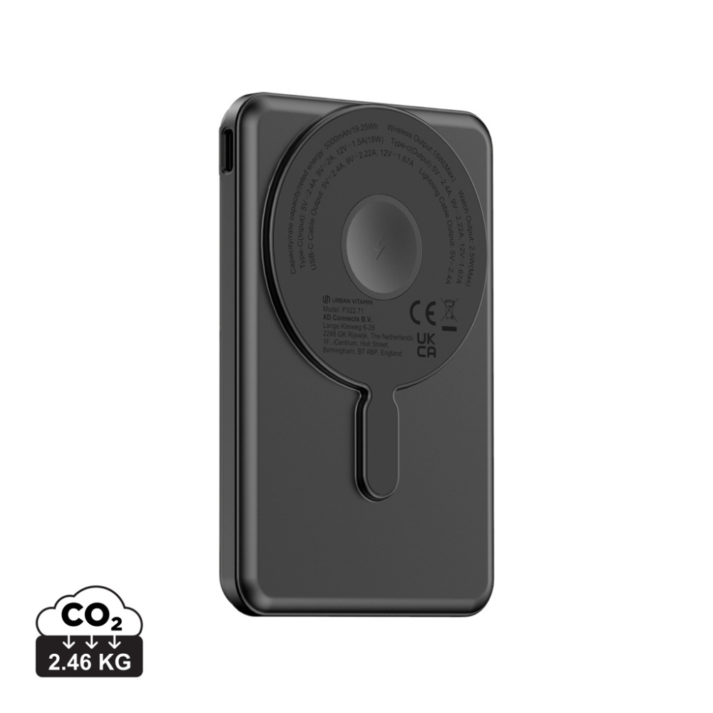 Logotrade reklamprodukter bild: Urban Vitamin Redwood 5in1 5000mah 20WPD magnetisk powerbank