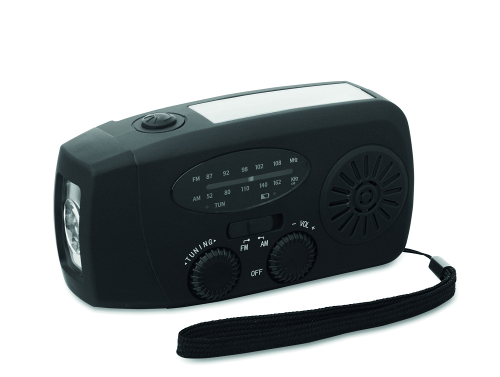 Logotrade profilreklam bild: Bärbar radioSOS med LED-ficklampa