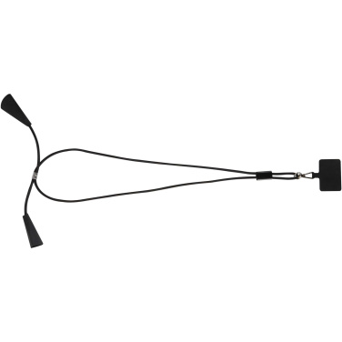 Logotrade profilreklam bild: Funi nyckelband för smartphone av återvunnen plast med inbyggd datasynkroniseringskabel och 100 W snabbladdande 5-i-1-kabel