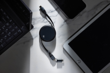 Logotrade presentreklam bild: Terra RCS återvunnen aluminium 240W utdragbar 2-i-1 kabel