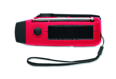Logotrade reklamprodukter bild: Bärbar radioSOS med LED-ficklampa